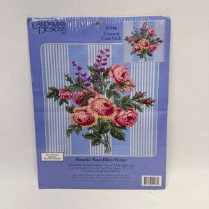 Candamar Designs Miranda's Roses Pillow Counted‎ Cross Stitch 12"x12" Aida Cloth